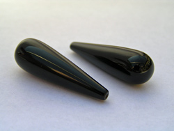 black onyx 31mm x 10mm half drilled drop bead