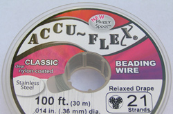 --CLEARANCE-- 30.5 meter (100 feet) reel - accuflex - 21 strand *clear coated* nylon coated stainless steel stringing/beading wire, 0.36mm total outside diameter