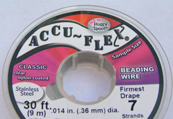 --CLEARANCE-- 9.1 meter (30 feet) reel - accuflex - 7 strand *clear coated* nylon coated stainless steel stringing/beading wire, 0.36mm total outside diameter