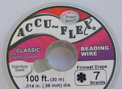 --CLEARANCE-- 30.5 meter (100 feet) reel - accuflex - 7 strand *clear coated* nylon coated stainless steel stringing/beading wire, 0.36mm total outside diameter