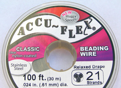 --CLEARANCE-- 30.5 meter (100 feet) reel - accuflex - 21 strand *clear coated* nylon coated stainless steel stringing/beading wire, 0.61mm total outside diameter