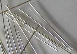  sterling silver, half hard, flat-ended headpin, 19mm long, 0.5mm thick 