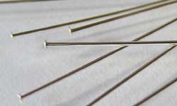  sterling silver, half hard, flat-ended headpin, 50mm long, 0.65mm thick 