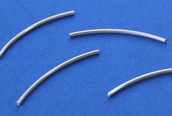  sterling silver 25mm x 1.5mm curved tube bead, 1.2mm ID 