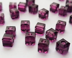  swarovski glass 5601 amethyst 4mm cube bead 