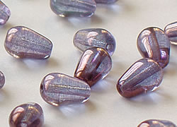  czech petrol transparent luster 9mm x 6mm drop glass bead (25ps) 