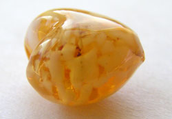  venetian murano light topaz glass over white clouds 13mm x 12mm x 9mm heart bead *** QUANTITY IN STOCK =9 *** 