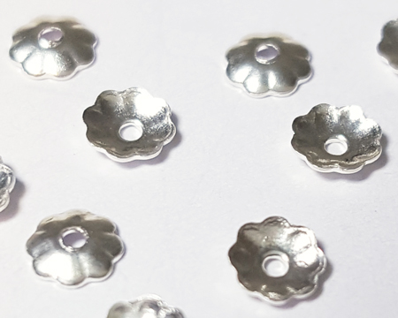  sterling silver 3mm very small daisy beadcap, 0.5mm hole 
