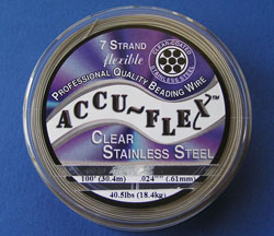 --CLEARANCE-- 30.5 meter (100 feet) reel - accuflex - 7 strand *clear colour* nylon coated stainless steel stringing/beading wire, 0.61mm total outside diameter