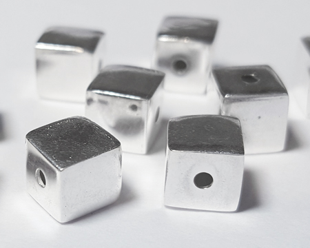  sterling silver 6.25mm rounded edges cube bead  