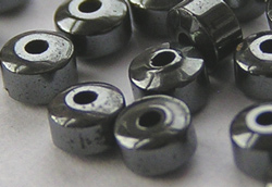  string of over 200 gunmetal hematite 3mm x 2mm (variable) disc bead 