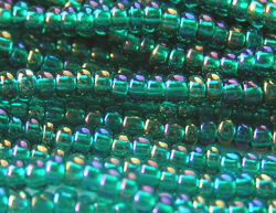 precosia czech glass #11 (11/0) rainbow luster teal seed bead - sold per gram (pp25g) 