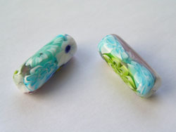  venetian murano glass pastel shades millefiori 26mm x 10mm tube bead *** QUANTITY IN STOCK = 7 *** 
