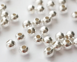  <3.25g/100> sterling silver 2.5mm round bead, 0.9mm hole 