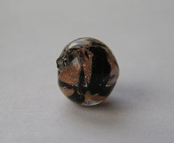  venetian murano clear over black glass with aventurina venetian 6mm round bead *** QUANTITY IN STOCK =42 *** 