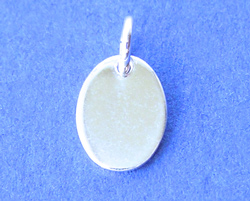  sterling silver, stamped 925, 7.5mm x 5.5mm x 0.5mm oval tag plus 3.5mm open ring 
