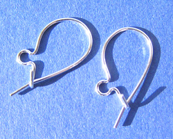  pair(s) of sterling silver, stamped 925, small kidney earwires, 0.5mm wire, 9mm loop, 16mm long 