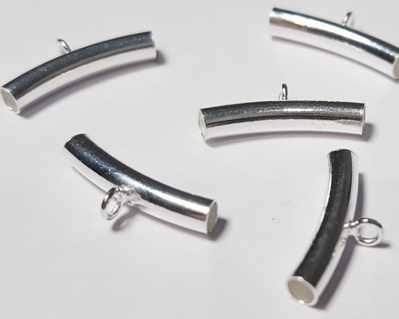  sterling silver slide bail, 15mm x 3mm tube with attached 3mm outside diameter open ring, very easy to attach charms / drops / etc 