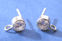  pair of sterling silver 4.5mm cubic zirconia studs, 2.85mm open ring, 8.5mm posts and stamped 925 butterflies 