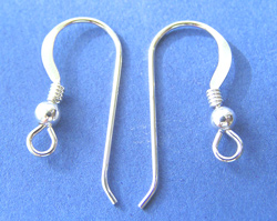  pair sterling silver, stamped 925, 21 gauge, 22mm shank, 9mm diameter, 3mm ball, earwires 