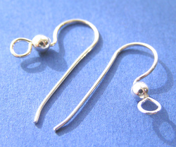  pair sterling silver medium weight 21 gauge, 22mm shank, 7.5mm diameter, 3mm ball, earwires 