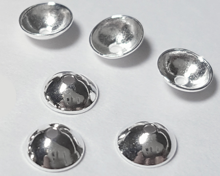  highly polished sterling silver 4.2mm x 2mm plain saucer beadcap, accepts a 0.64mm pin/wire 