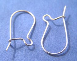  pair(s) of sterling silver, stamped 925, medium kidney earwires, 0.6mm wire, 9.5mm loop, 16mm long 