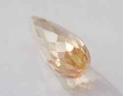 champagne cubic zirconia 21mm x 7mm half drilled faceted drop bead