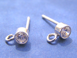  pair of sterling silver 3.5mm cubic zirconia studs, 2.85mm open ring, 8.5mm posts and stamped 925 butterflies 