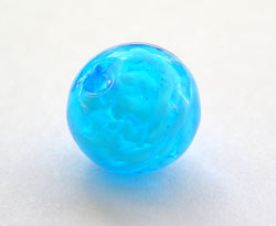  venetian murano vivid blue glass over white clouds 12mm round bead *** QUANTITY IN STOCK =36 *** 