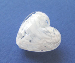  venetian murano clear glass over white clouds 19mm x 18mm x 10mm heart bead *** QUANTITY IN STOCK = 11 *** 