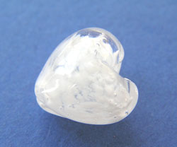  venetian murano clear glass over white clouds 13mm x 12mm x 9mm heart bead *** QUANTITY IN STOCK =15 *** 