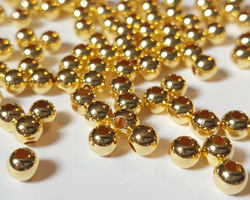  <8.65g/100> vermeil 4mm round bead, 1 micron plating for better durability, 1.5mm hole [vermeil is gold plated sterling silver] 