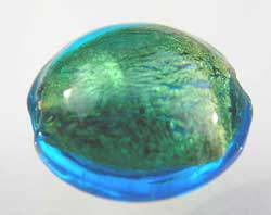  venetian murano sea foam green glass over 24k gold foil 12mm lentil bead *** QUANTITY IN STOCK =13 *** 