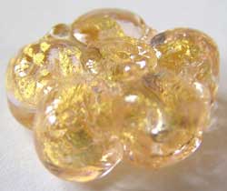 venetian murano peach glass over 24k gold foil 15mm flower bead  *** QUANTITY IN STOCK =3 *** 