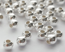  <4g/100> sterling silver 3mm round bead, 1.2mm hole 