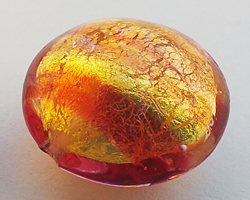  venetian murano rubino glass over 24k gold foil 12mm lentil bead *** QUANTITY IN STOCK =34 *** 