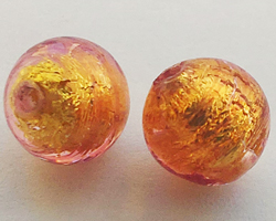  venetian murano rubino glass over 24k gold foil 6mm round bead *** QUANTITY IN STOCK =49 *** 
