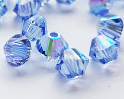 swarovski 5328 4mm light sapphire ab bicone bead 