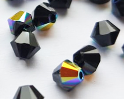  swarovski 5328 4mm jet ab bicone bead 