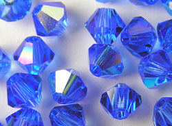  swarovski 5328 4mm sapphire ab bicone bead 