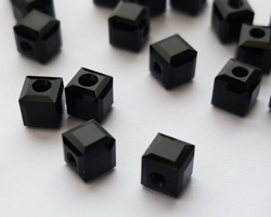  swarovski glass 5601 jet 4mm cube bead 