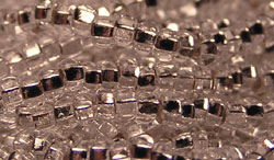  35g hank of precosia czech glass #11 (11/0) silver lined, square hole clear seed beads 