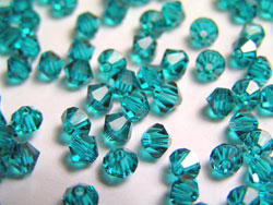  swarovski 5328 4mm blue zircon bicone bead 