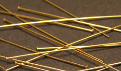  14k gold filled (14/20), 24 gauge (approx 0.5mm thick), 50mm flat ended headpin 
