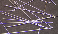  sterling silver, half hard, flat-ended headpin, 50mm long, 0.5mm thick 