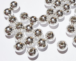  <24.7g/100> sterling silver 6mm round beads, 1.8mm hole 