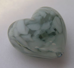  venetian murano slate glass over white clouds 19mm x 18mm x 10mm heart bead *** QUANTITY IN STOCK =18 *** 