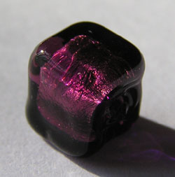  venetian murano amethyst glass over sterling silver foil 8mm cube bead  *** QUANTITY IN STOCK =19 *** 