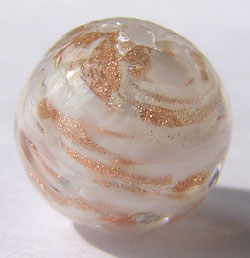  venetian murano clear over white glass with aventurina venetian 12mm round bead *** QUANTITY IN STOCK =61 *** 